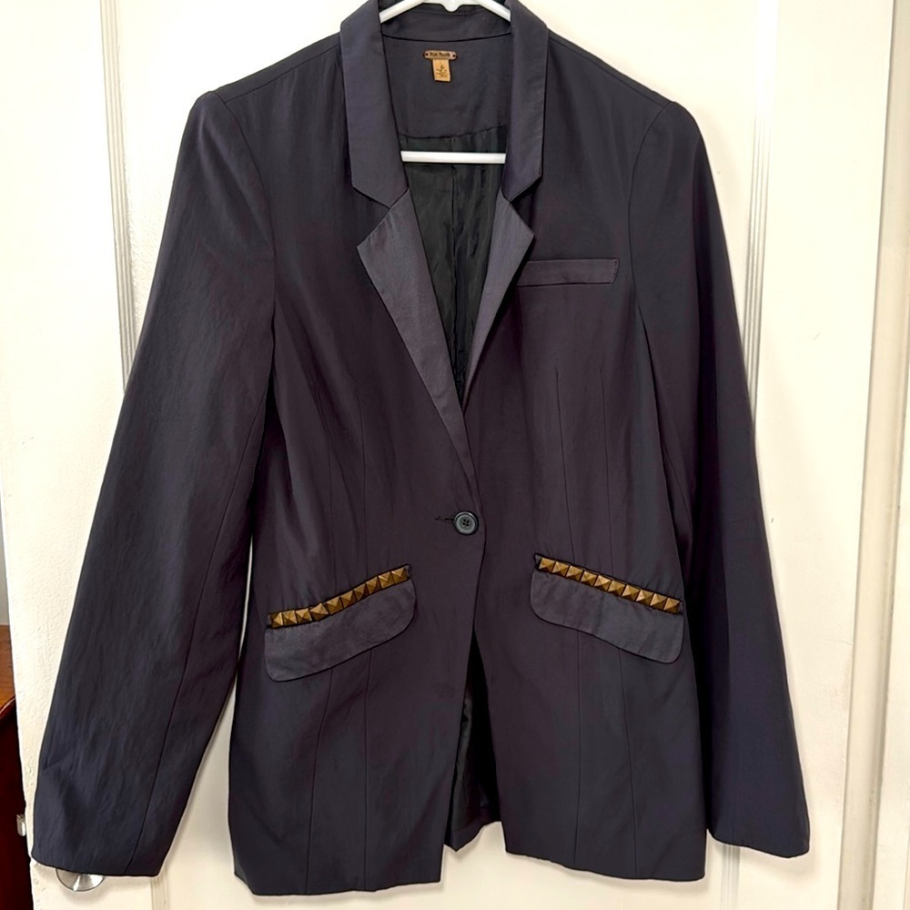FREE PEOPLE | Women’s Gray Gold Studded Pocket Blazer Coat | Size 6
